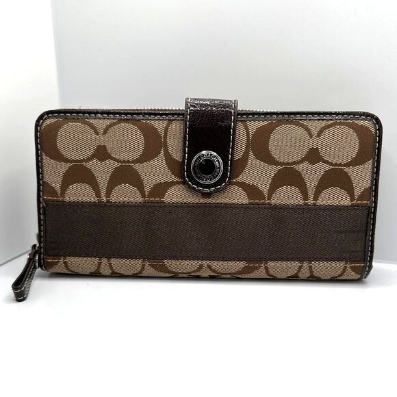 COACH Brown Signature Canvas Wallet - Picture 11 of 11